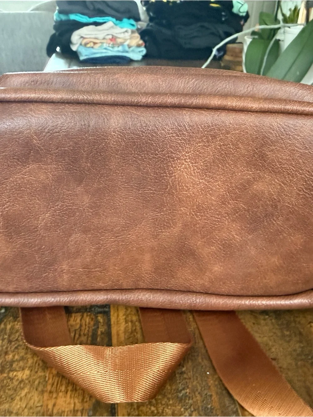 Shrrie Brown Faux Leather Convertible Backpack Purse Boho Woven Strap